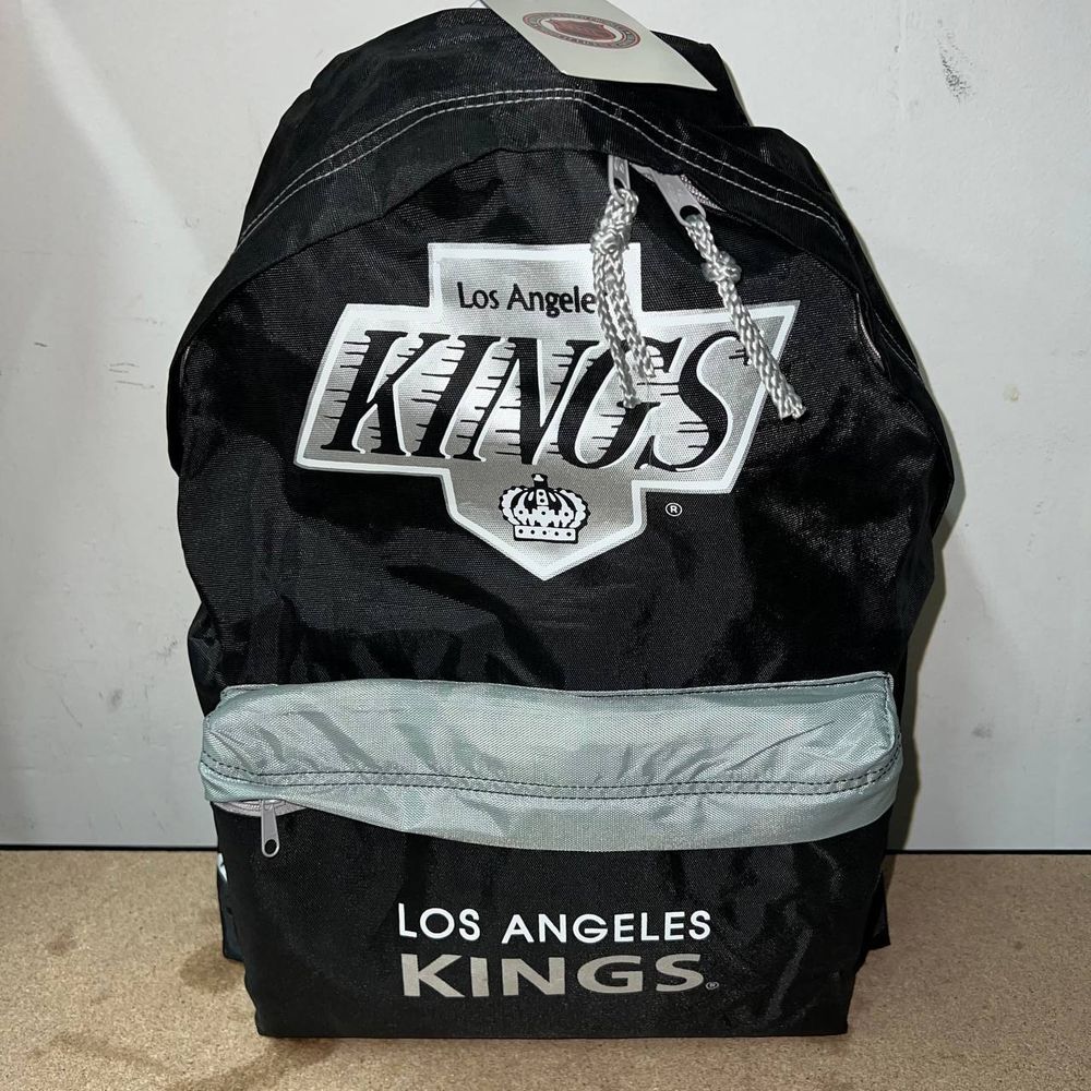 Vintage Los Angeles LA Kings Backpack Bag Black NHL Nasco Lightweight Printed‎